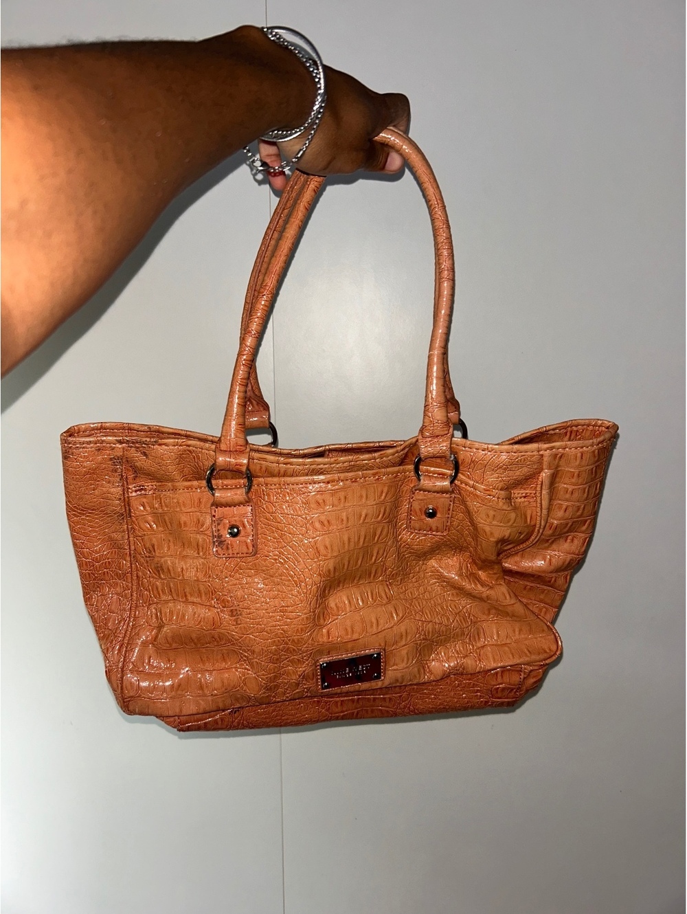 Nine West Women's Brown Croc-Embossed Shoulder Bag